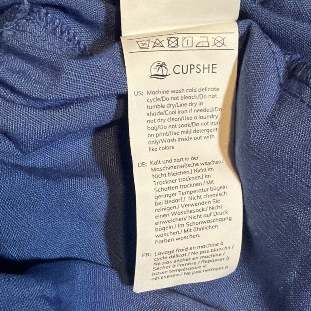 Cupshe Women's Size Small Blue Midi Maxi Dress Smocked Waist Cottagecore Boho - Picture 5 of 8